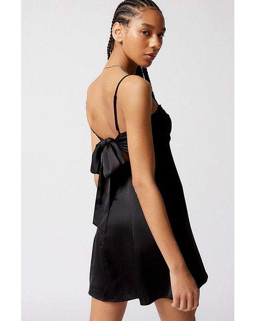 Urban Outfitters Black Uo Bella Bow-Back Satin Mini Dress