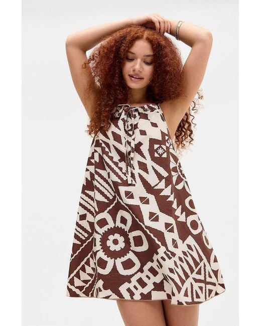 BDG Brown Eva Printed Mini Shift Dress