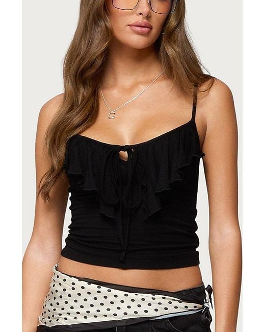 Edikted Black Ruffle Tank Top