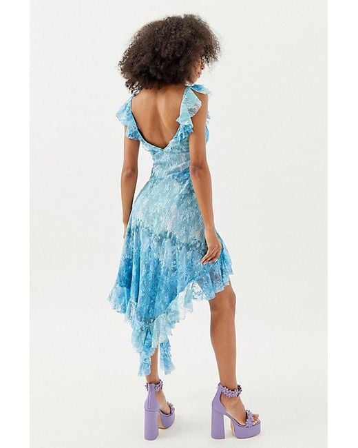 Urban Outfitters Blue Uo Hyacinth Lace Spliced Midi Dress