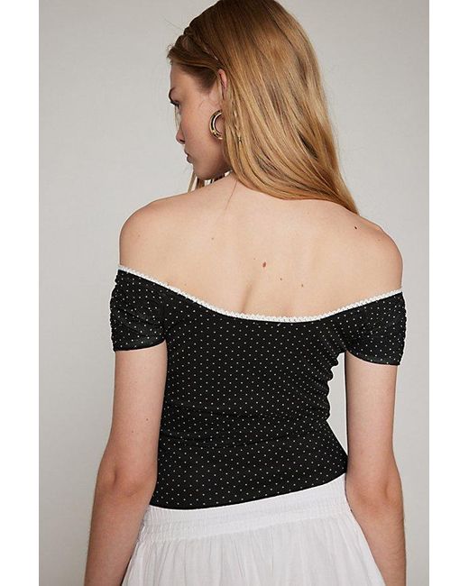 Urban Outfitters Black Uo Brigitte Mesh Off-The-Shoulder Top