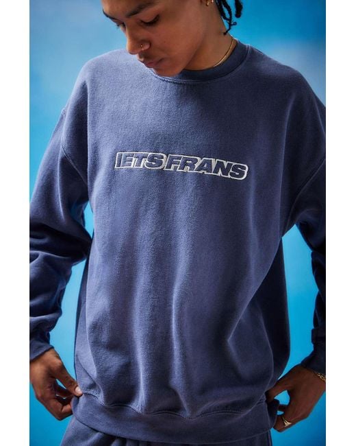 iets frans Blue Navy Big Embroidered Sweatshirt for men
