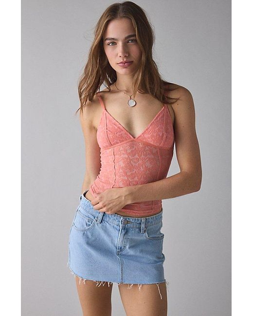 Out From Under Multicolor Je T'Aime Semi-Sheer Flocked Mesh Cropped Cami