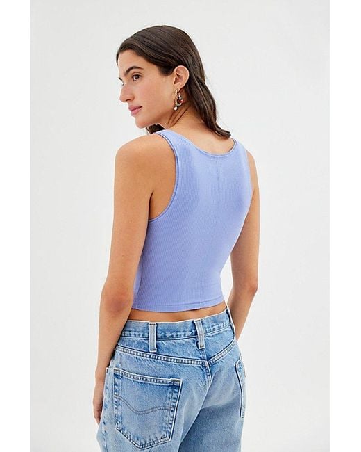 Urban Outfitters Blue Uo Sweet Thing Ribbed Fitted Tank Top