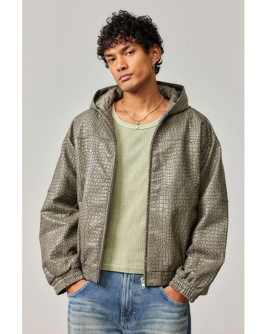 BDG Gray Silvio Croc Faux Leather Skate Hoodie for men