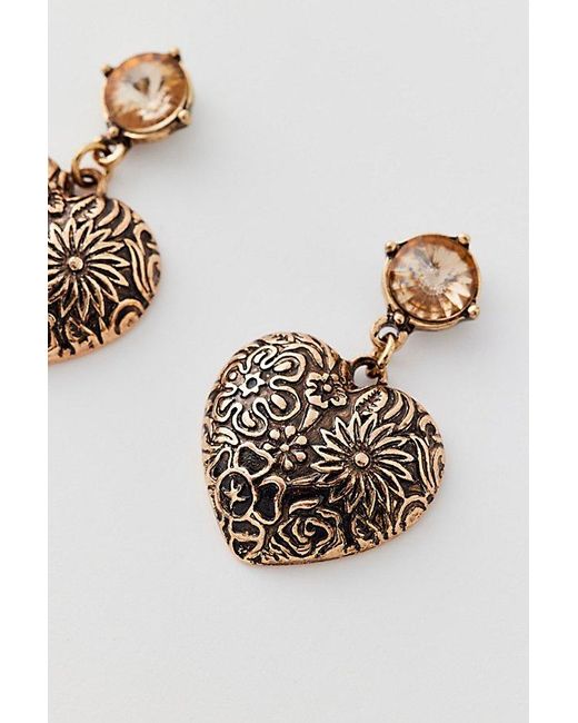 Urban Outfitters Brown Etched Heart Earring