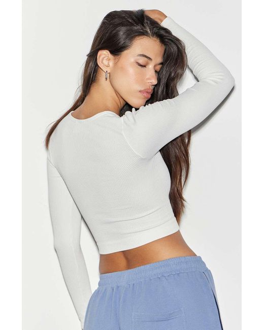 Urban Outfitters White Uo Claudia Henley Top