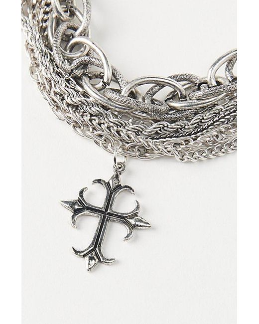 Urban Outfitters Gray Diego Cross Multichain Necklace for men