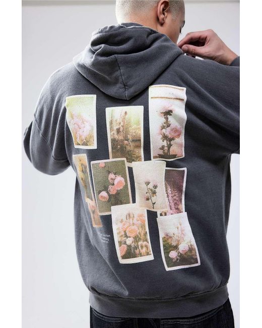 Urban Outfitters Blue Uo Black Floral Photographs Hoodie for men