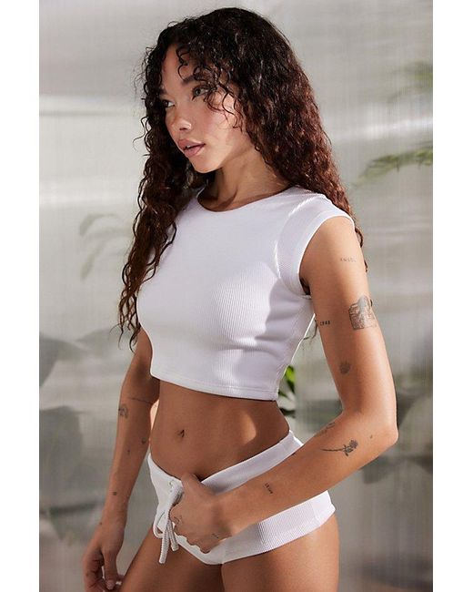 Out From Under White Mae Baby Tee Bikini Top
