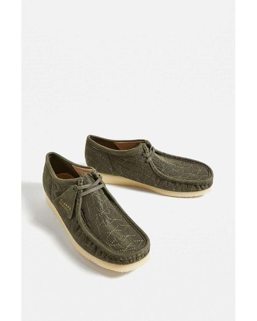 Clarks Olive Quilted Wallabee Shoes in Green for Men Lyst UK