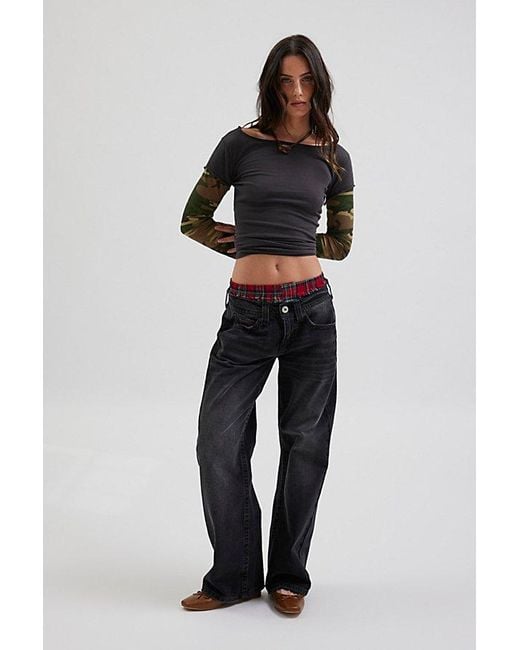 BDG Black Sloane Layered Twofer Long Sleeve Tee