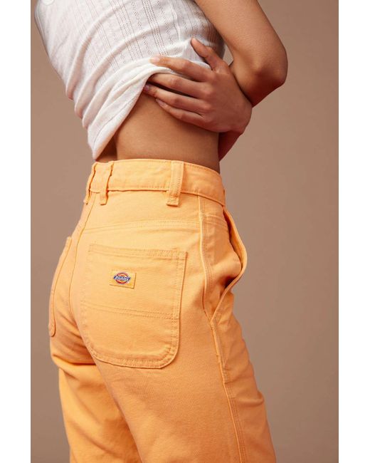 Dickies White Canvas Low-rise Carpenter Pant In Orange,at Urban Outfitters