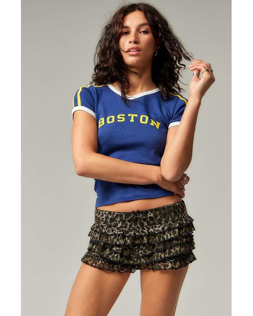 Urban Outfitters Blue Uo Leopard Print Mesh Bloomers