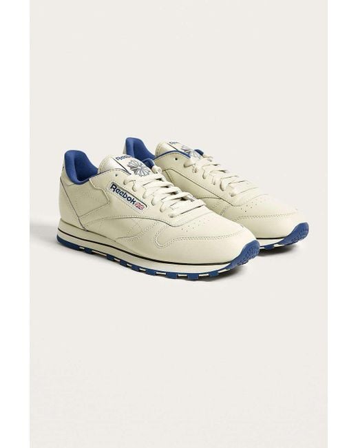 Reebok Classic Cream Leather Trainers in White for Men | Lyst UK