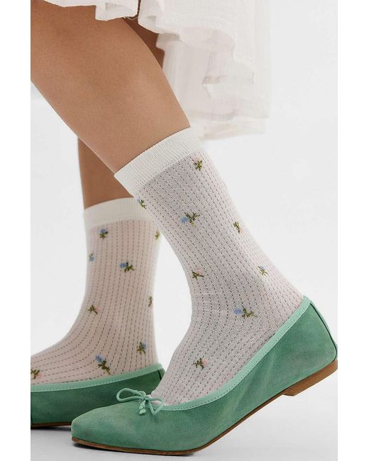 Out From Under White Floral Embroidered Socks