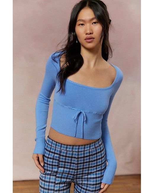 Urban Outfitters Blue Uo Edie Babydoll Sweater