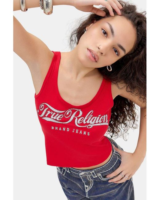 True Religion Red Diamanté Vest Top Jacket