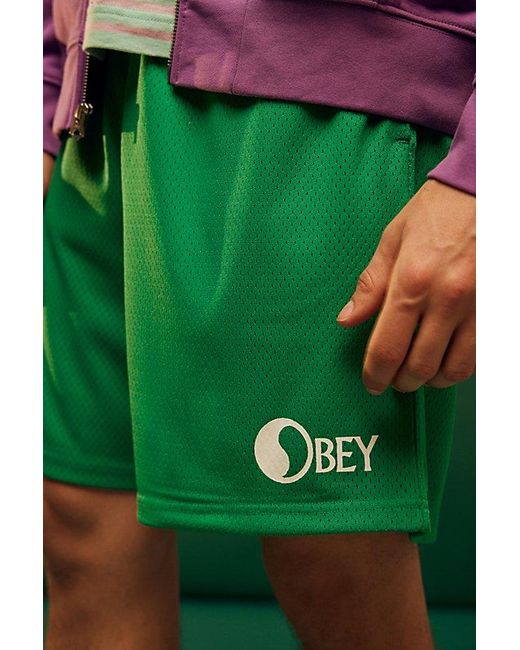 Obey Green Uo Exclusive Worries Fade Mesh Short for men