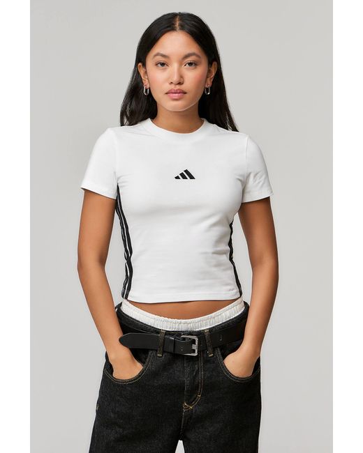 Adidas White 3-stripes Baby T-shirt