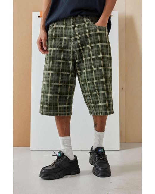 Jaded London Green Brooklyn Cord Jumbo Shorts for men