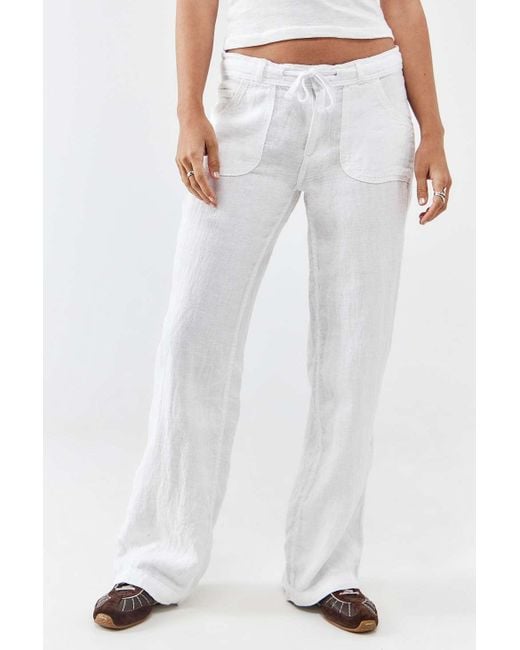 BDG White Five-pocket Linen Pants