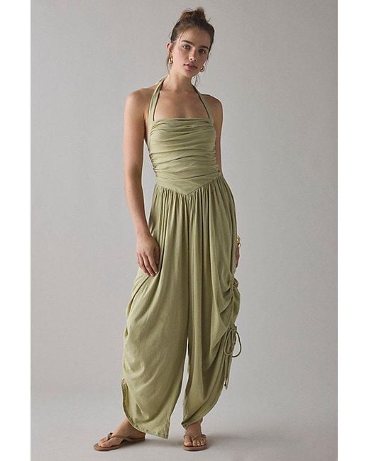 Out From Under Green Sunkissed Ruched Barrel Leg Jumpsuit