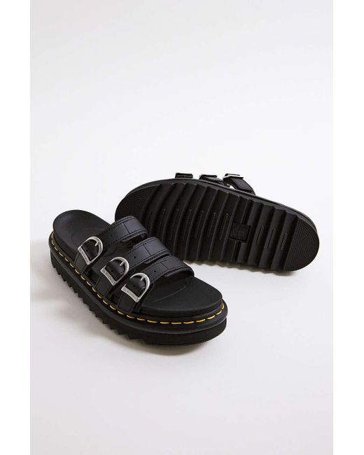 Dr. Martens Black Hydro Leather Blaire Slide Sandals
