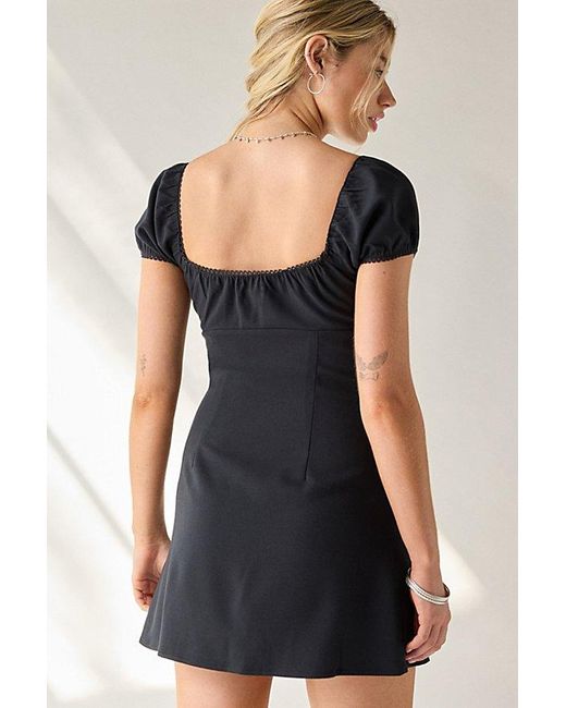 Kimchi Blue Black Meet Me Square Neck Puff Sleeve Mini Dress