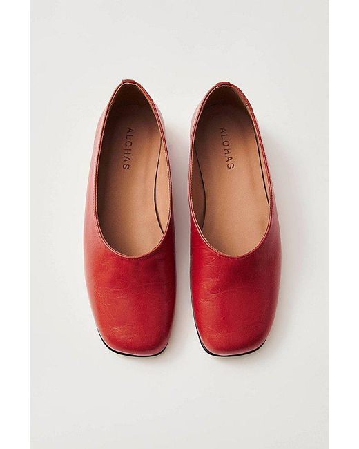 Alohas Red Edie Leather Ballet Flat
