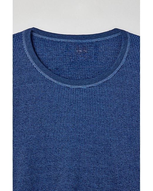 Urban Renewal Blue Remade Overdyed Thermal Long Sleeve Tee for men