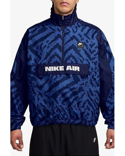 Nike Blue Air Allover Print Quarter Zip Jacket for men