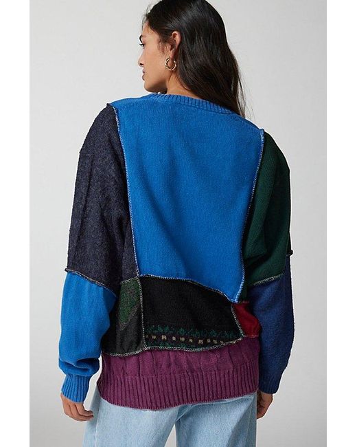 Urban Renewal Blue Re/Creative Remade Multi Patch Sweater