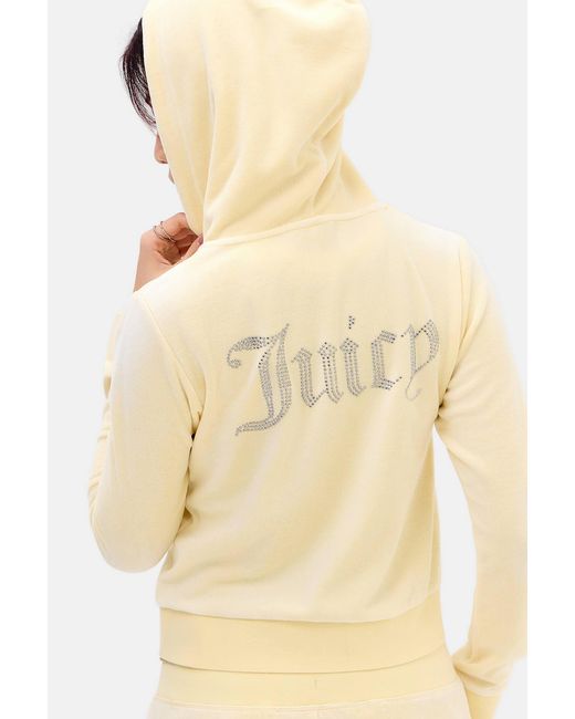 Juicy Couture Natural Uo Exclusive Washed Butter Yellow Velour Hoodie