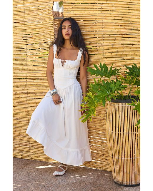 Kimchi Blue Natural Gabriette Drop Waist Prairie Maxi Dress