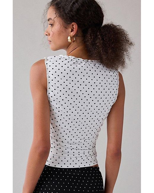 Kimchi Blue White Ella Ruched Tie-Front Cropped Tank Top