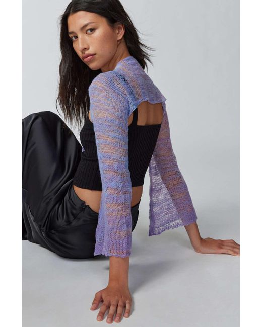 Urban Outfitters Camille Knit Shrug Cropped Cardigan In Purple,at