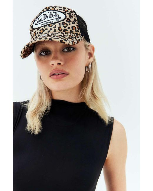 Von Dutch Brown Leopard Print Tampa Trucker Cap