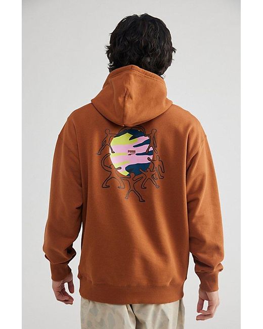 PUMA Brown Downtown Graphic Hoodie Sweatshirt for men
