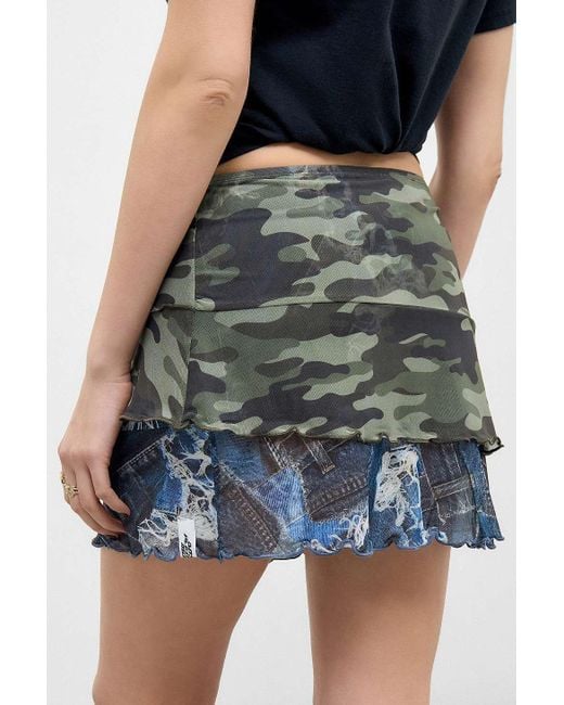 Urban Outfitters Black Basic Pleasure Mode Dolly Mesh Camo Skirt Xs At