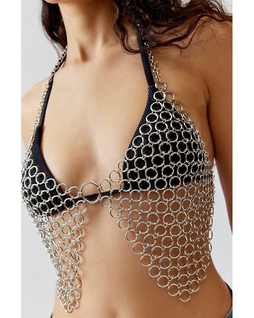 Urban Outfitters Black Xena Chainmail Halter Top