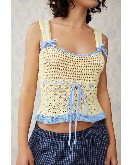 Urban Outfitters Yellow Uo Open Stitch Top