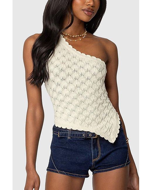 Edikted White Codi Backless Asymmetric Knit Top