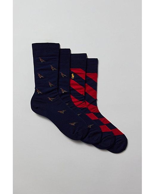 Polo Ralph Lauren Blue Pheasant & Stripe Crew Sock 2-Pack for men