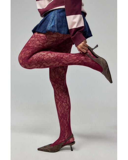 Out From Under Red Maude Lace Tights