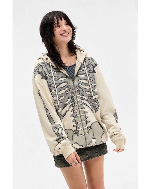 Ed Hardy Gray Skeleton Zip-through Hoodie