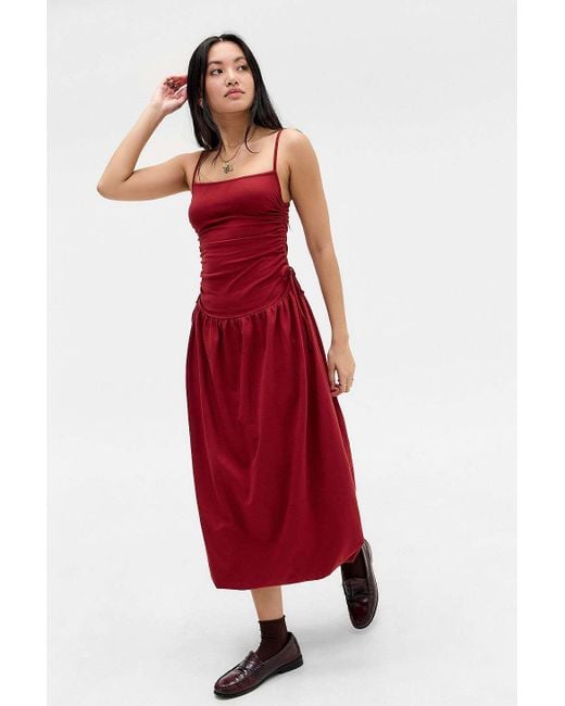 Silence + Noise Silence + Noise Eliza Drop Waist Midi Dress in Red | Lyst UK