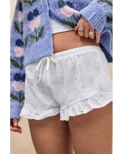 Kimchi Blue White Jules Broderie Mini Shorts