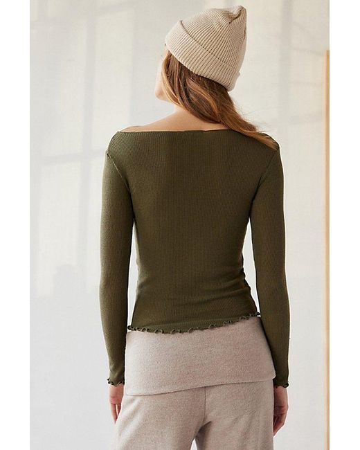 Out From Under Green Libby Ribbed Lightweight Long Sleeve Top