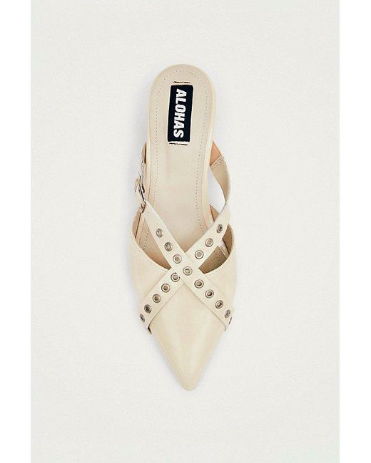 Alohas White Zyra Onix Leather Mule